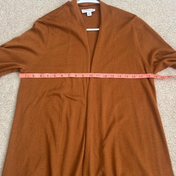 Susan Graver Open Front Cardigan Sweater‎ Bronze Brown Knit Small Medium - Picture 10 of 11